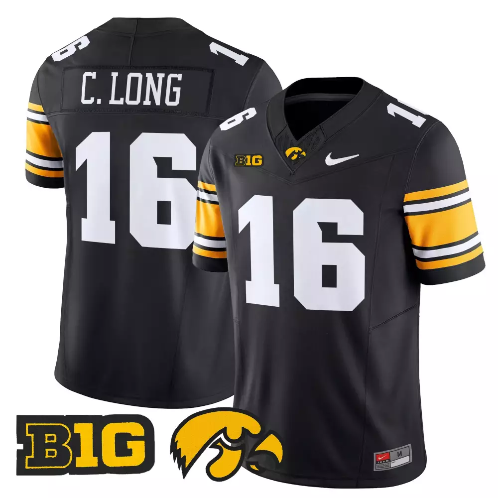 C Long 16 Iowa Hawkeyes 2025 Vapor Limited Jersey | Black Stitched Fan Gear | For Men, Women & Youth