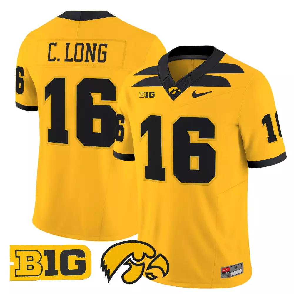 C Long 16 Iowa Hawkeyes Yellow Vapor Jersey | All Stitched Embroidered 2025 | For Men, Women & Youth