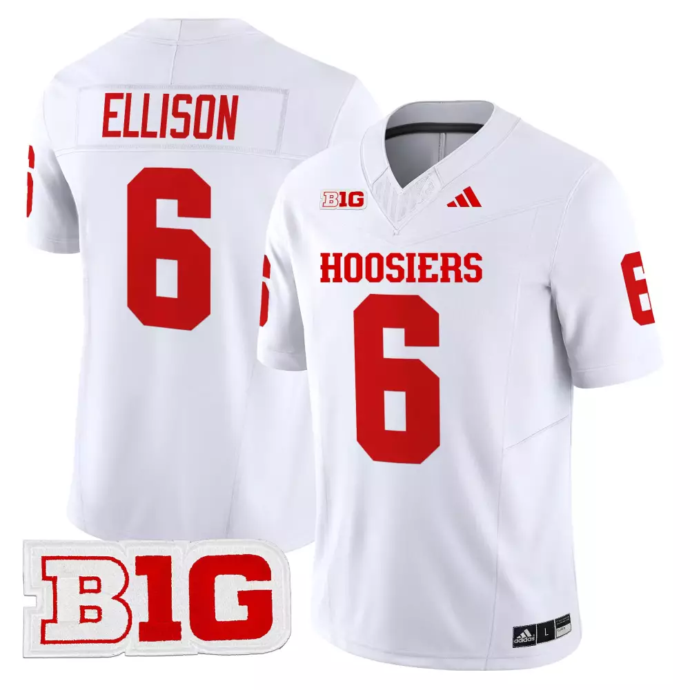 Ellison 6 Men's White Indiana Hoosiers Vapor Limited Jersey | All Stitched B1G Patch 2025 | Perfect Gift Idea for Fans | For Men, Women & Youth