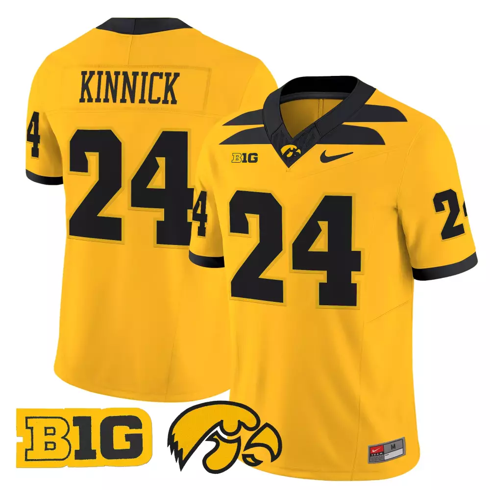 Kinnick 24 Iowa Hawkeyes 2025 Yellow Vapor Jersey | All Stitched Embroidered Patch | Fan Gear for Men, Women & Youth