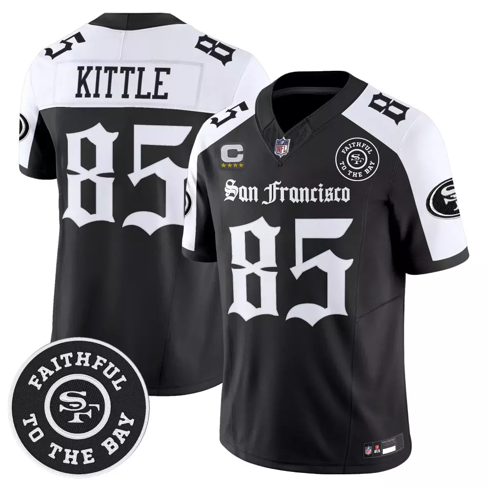Kittle 85 San Francisco 49ers Black Vapor Jersey | Limited Edition 2023 | Faithful to the Bay Fan Gear | For Men, Women & Youth