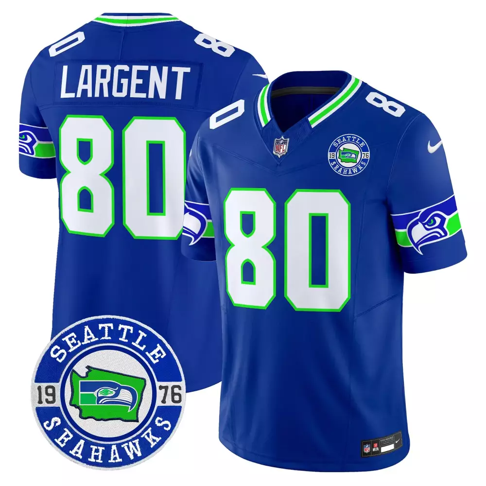 Largent 80 Seattle Seahawks Vapor Jersey | Blue 50th Anniversary Patch | Fan Gear for Men, Women & Youth