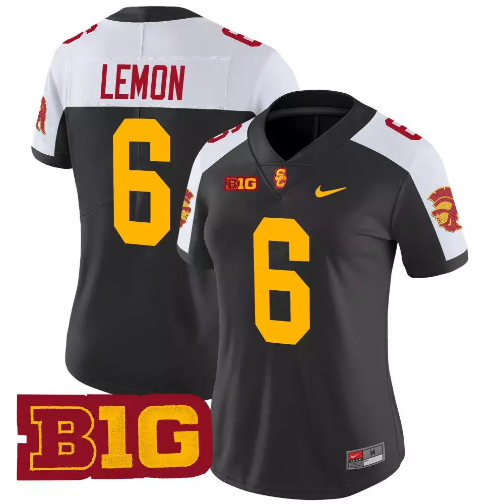 Lemon 6 USC Trojans 2025 Black Vapor Jersey | All Stitched B1G Patch ...