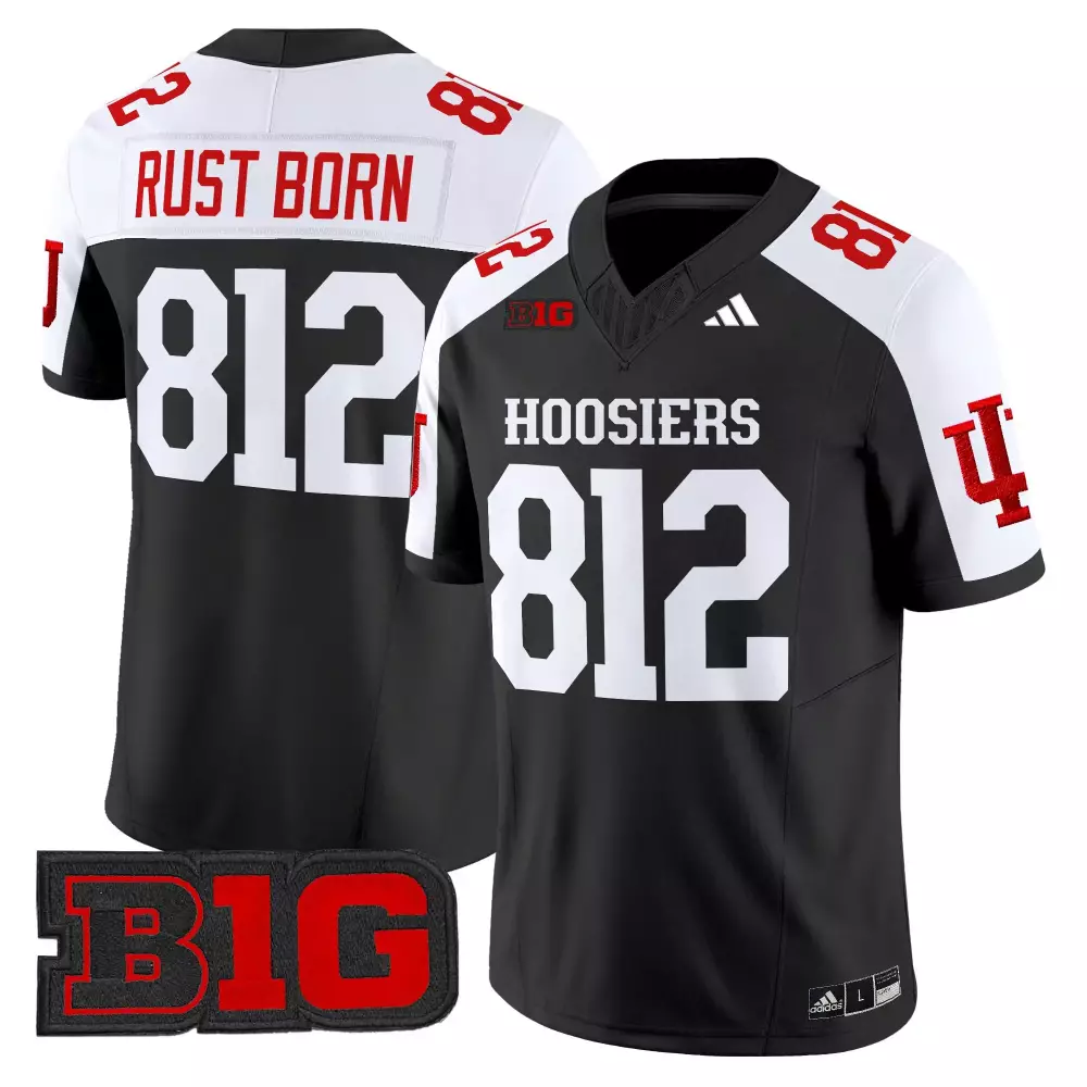 Rust Born 812 Men's Black Indiana Hoosiers Vapor Jersey | All Stitched B1G Patch 2025 | Limited Edition Fan Gear | For Men, Women & Youth