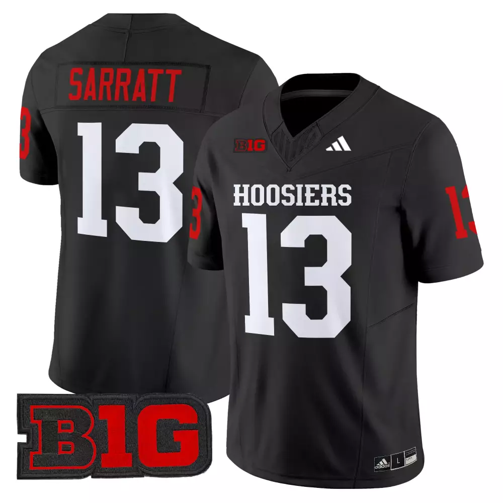 Sarratt 13 Men's Indiana Hoosiers 2025 Stitched Vapor Jersey | Black with B1G Patch | For Men, Women & Youth