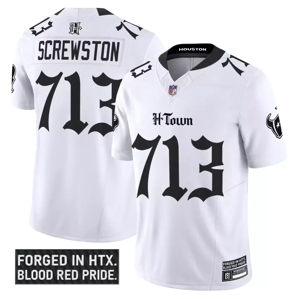 Screwston 713 Houston Texans 2025 Blue Vapor Jersey | H Town Texas Patch | Stitched Fan Gear | For Men, Women & Youth