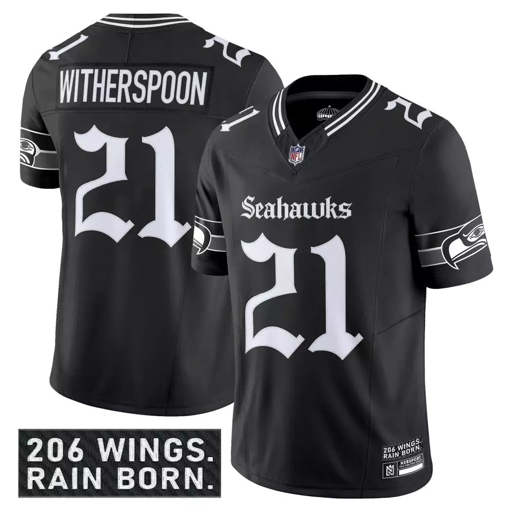 Witherspoon 21 Seattle Seahawks Black Rain City Shadows Edition Jersey | Vapor Style 2023 | Limited Edition Fan Gear | For Men, Women & Youth