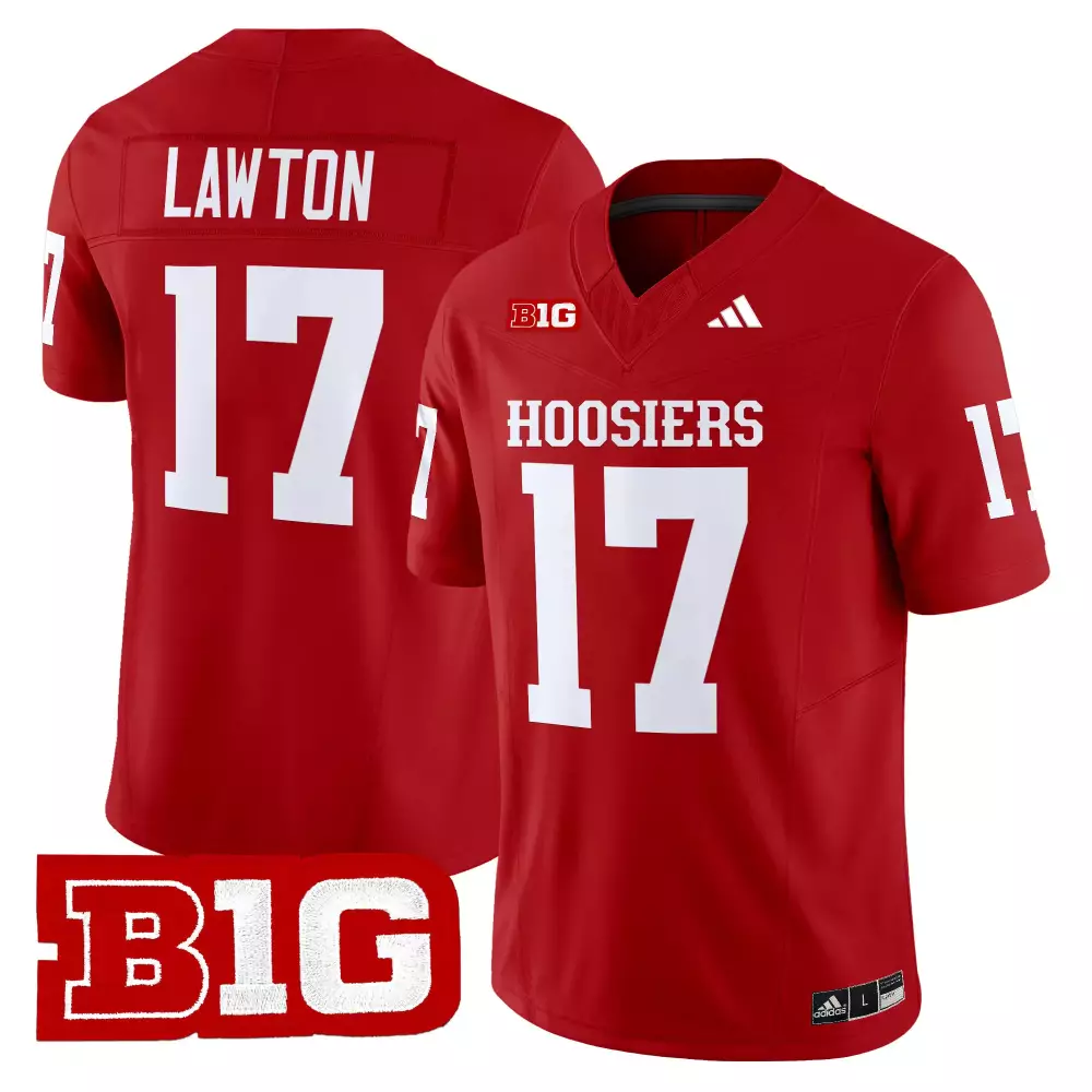 Indiana Hoosiers Red All Stitched Jersey | Name Patch Lawton 17 | 2025 Style for Fans | For Men, Women & Youth