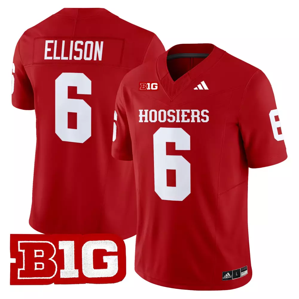 Men's Indiana Hoosiers 2025 Red Stitched Jersey | Ellison 6 Name Patch | For Men, Women & Youth