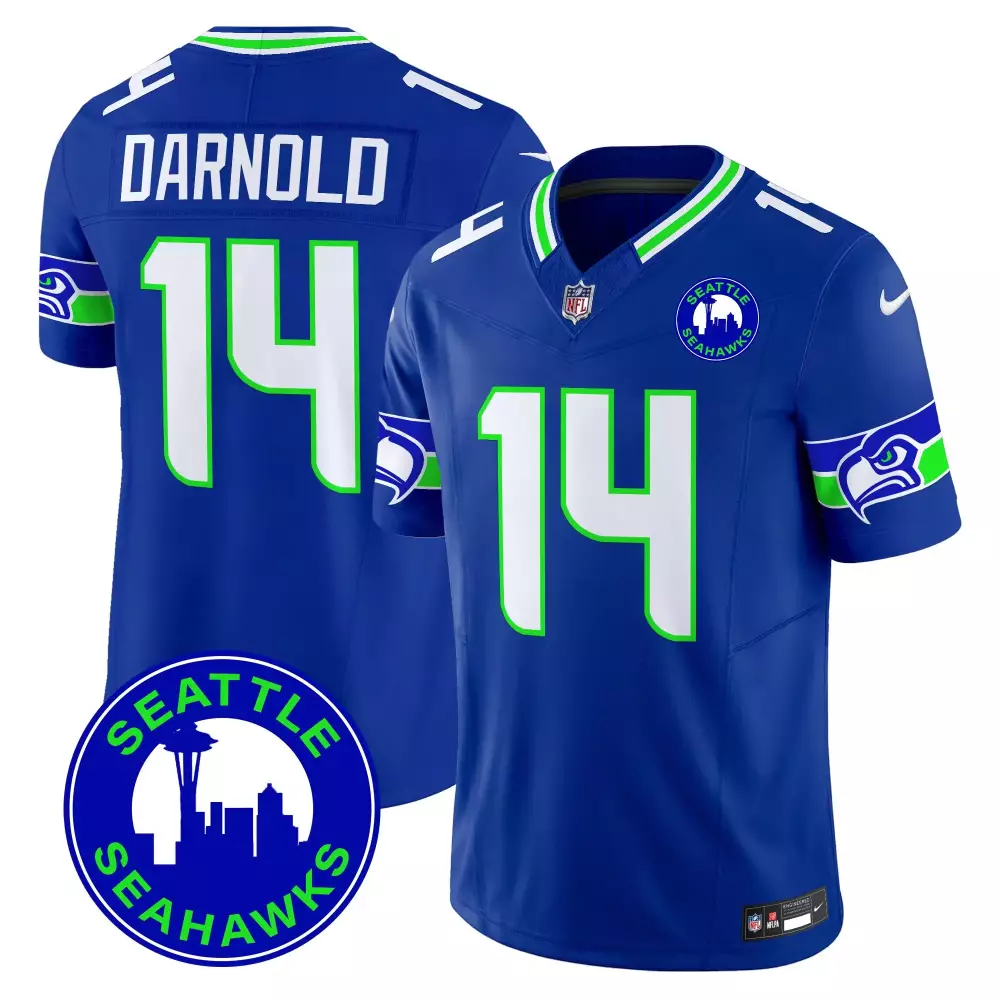 Men's Seattle Seahawks Darnold 14 Blue Stitched Limited Jersey | 2025 Name Patch | Fan Gear for All Fans | For Men, Women & Youth