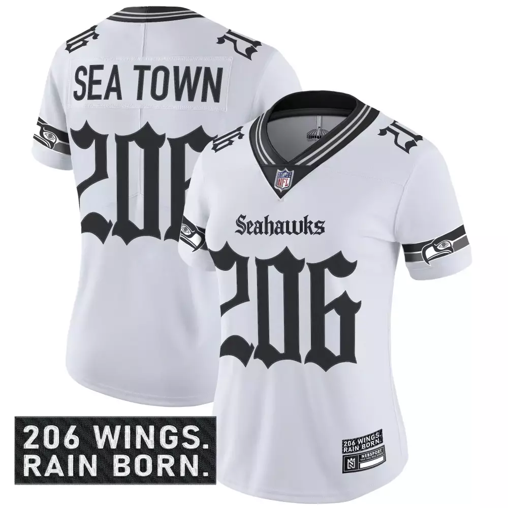 Seattle Seahawks 2023 206 Sea Town Edition Stitched Jersey | White for Women | For Men, Women & Youth