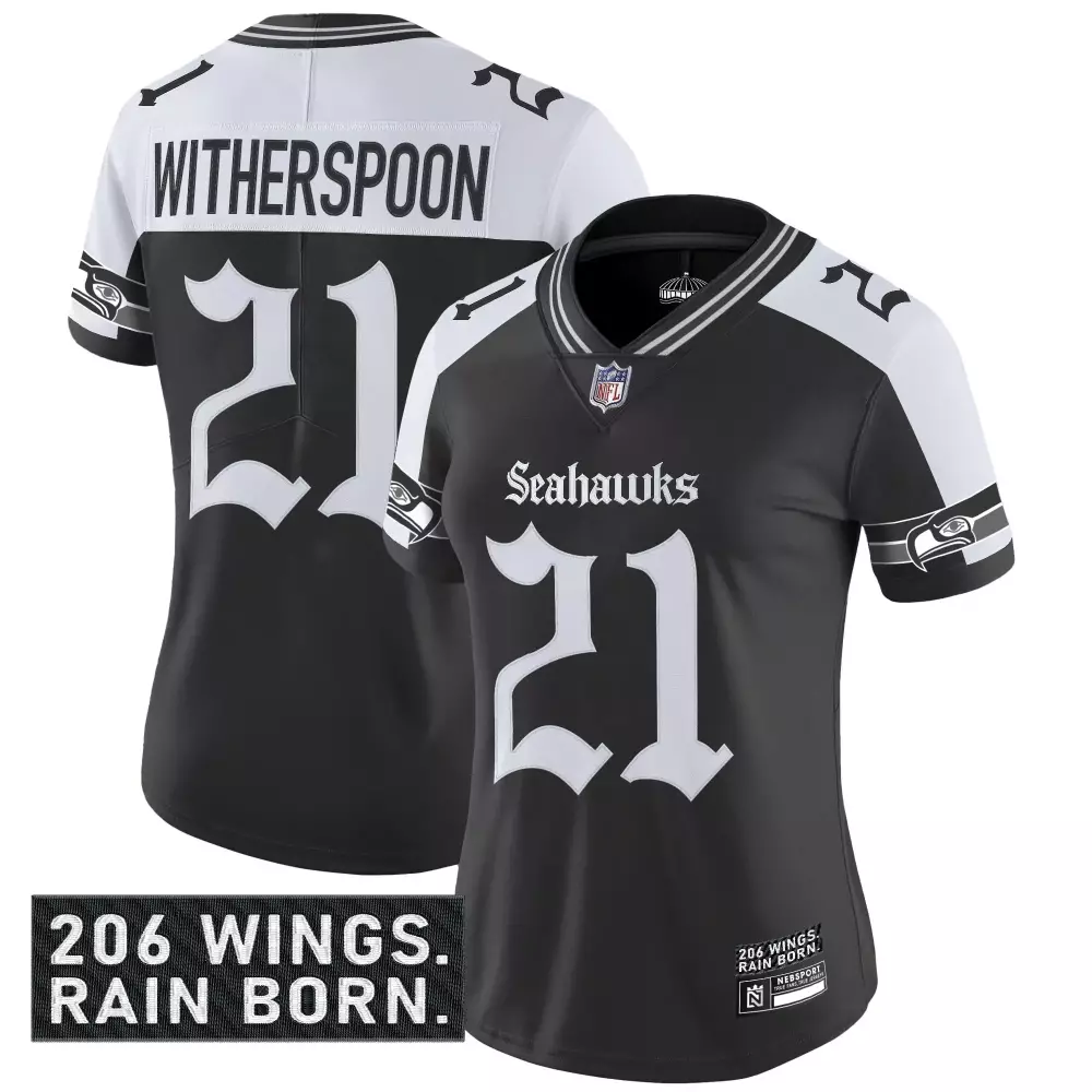 Witherspoon 21 Seattle Seahawks 2023 Rain City Shadows Edition Stitched Jersey | Black for Women | For Men, Women & Youth