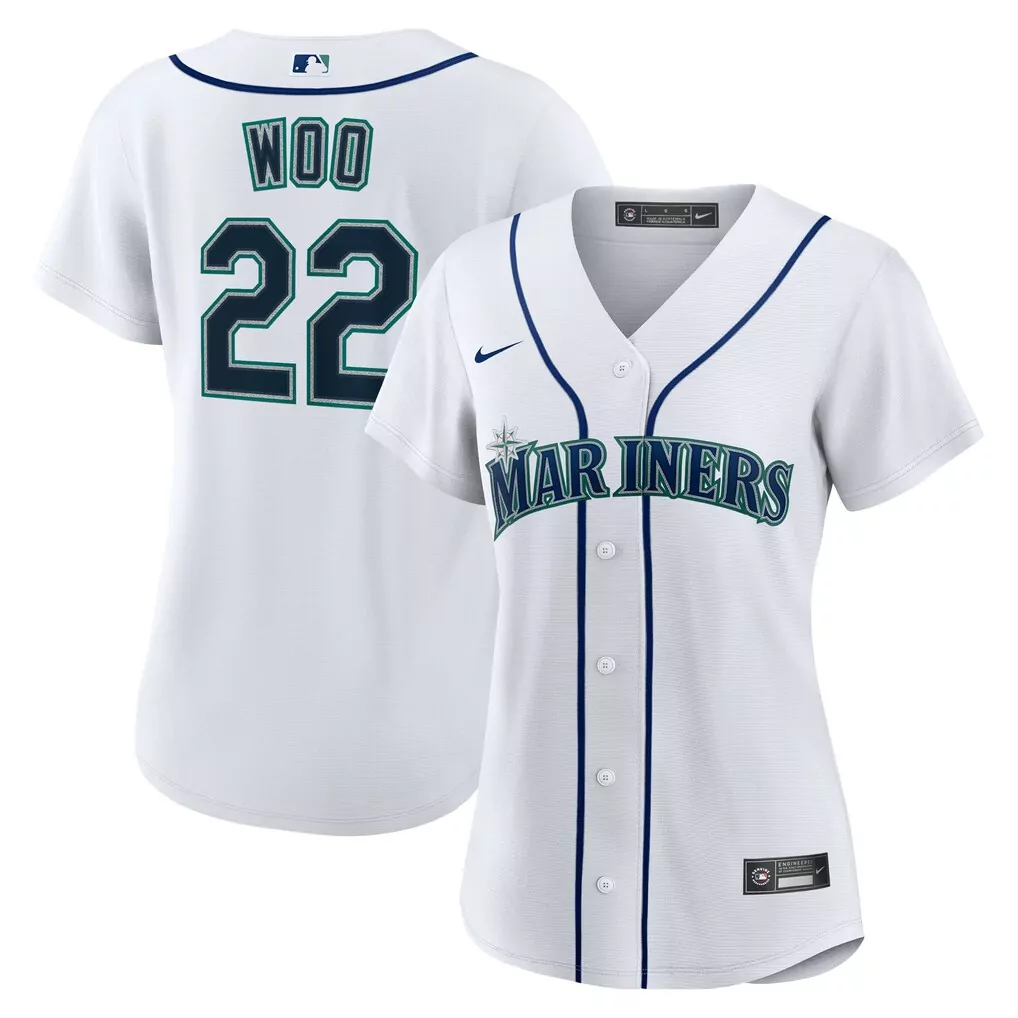 Bryan Woo Seattle Mariners Women's Home Replica Jersey | Classic White Design | Fan Gear for Men, Women & Youth