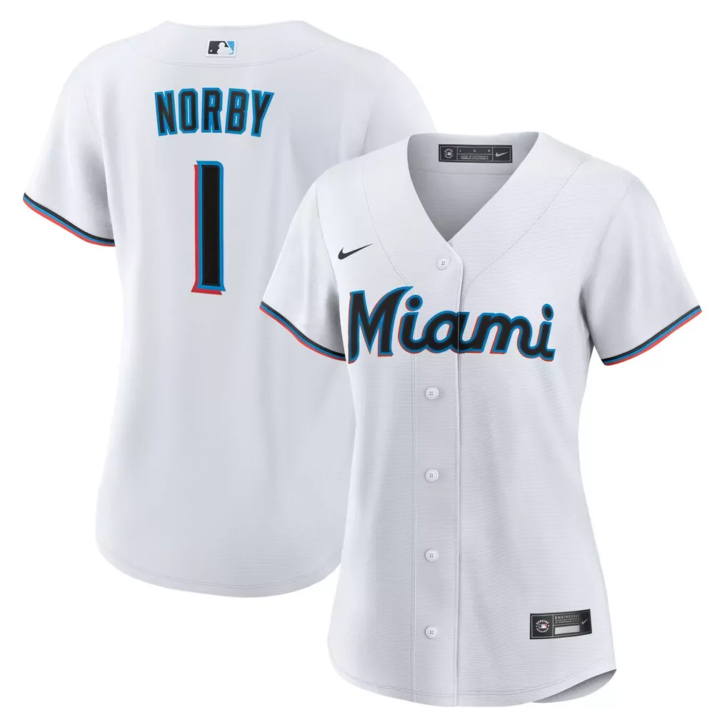 Connor Norby Miami Marlins Nike Women's Home Replica Jersey | Classic White Design | Fan Gear for MLB Fans | For Men, Women & Youth