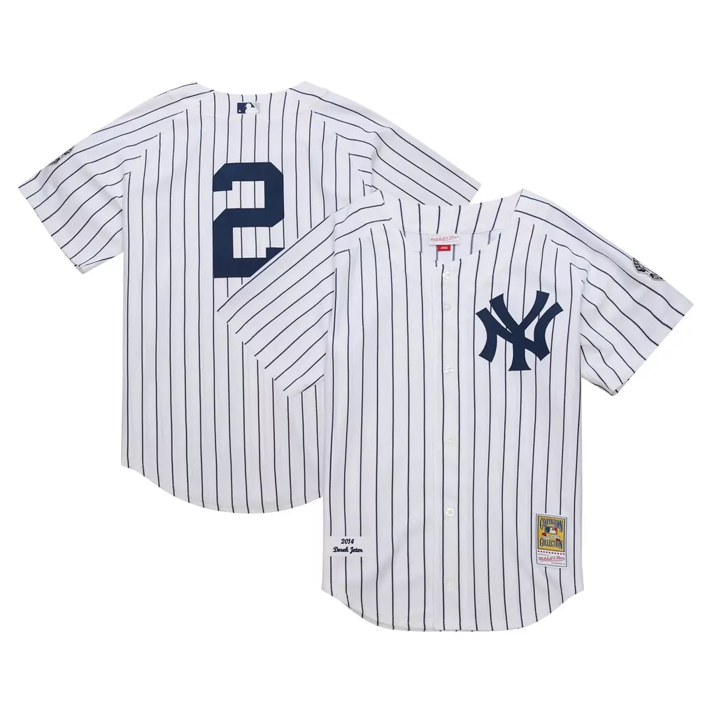 Derek Jeter Yankees Mitchell & Ness 2014 Throwback Authentic Jersey | White Cooperstown Collection Fan Gear | For Men, Women & Youth