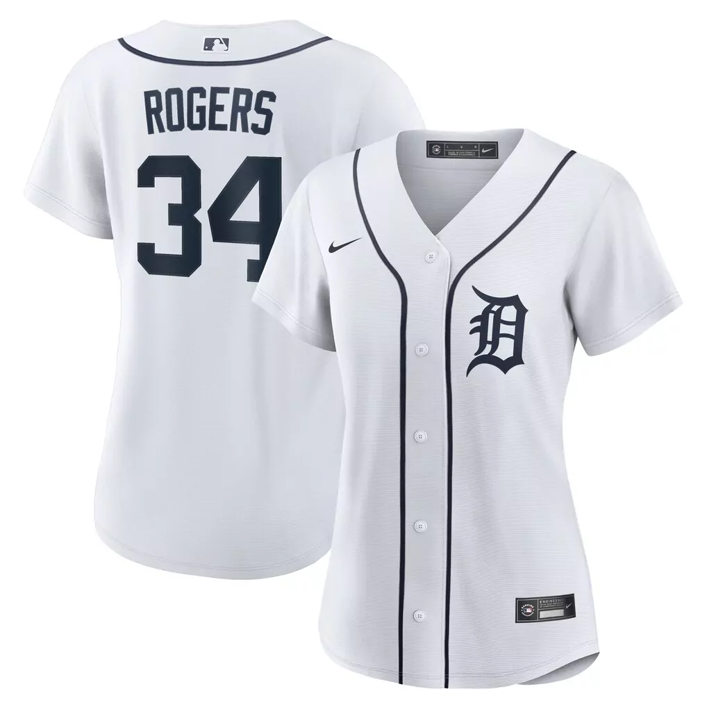 Jake Rogers Detroit Tigers Nike Women's Home Replica Jersey | Classic White Design | Game Day Outfit | For Men, Women & Youth