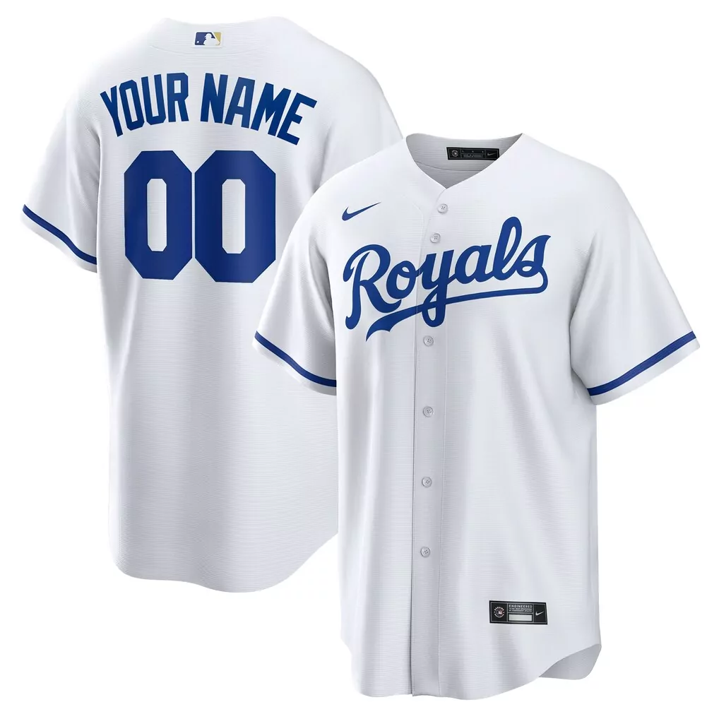 Kansas City Royals Nike Replica Custom Jersey | White | Game Day Outfit for Men, Women & Youth