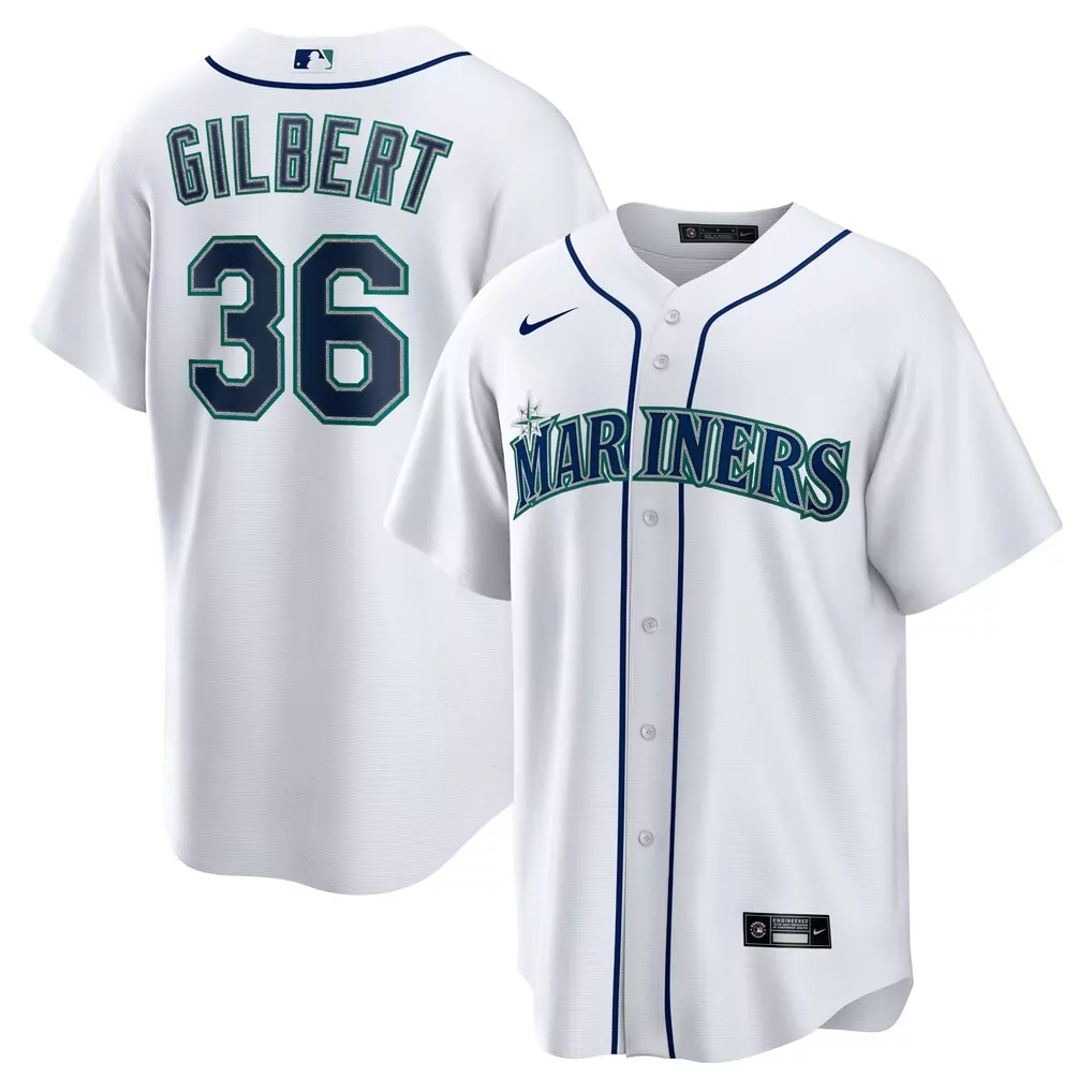 Logan Gilbert Seattle Mariners Nike Home Replica Jersey | White | Fan Gear for Game Day | For Men, Women & Youth