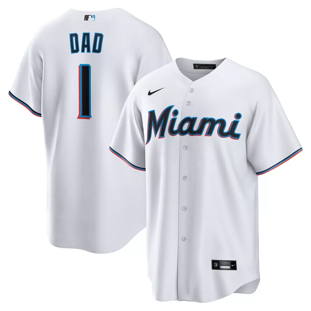 Nike 1 Dad Miami Marlins Home Replica Jersey | White Style for Men, Women & Youth