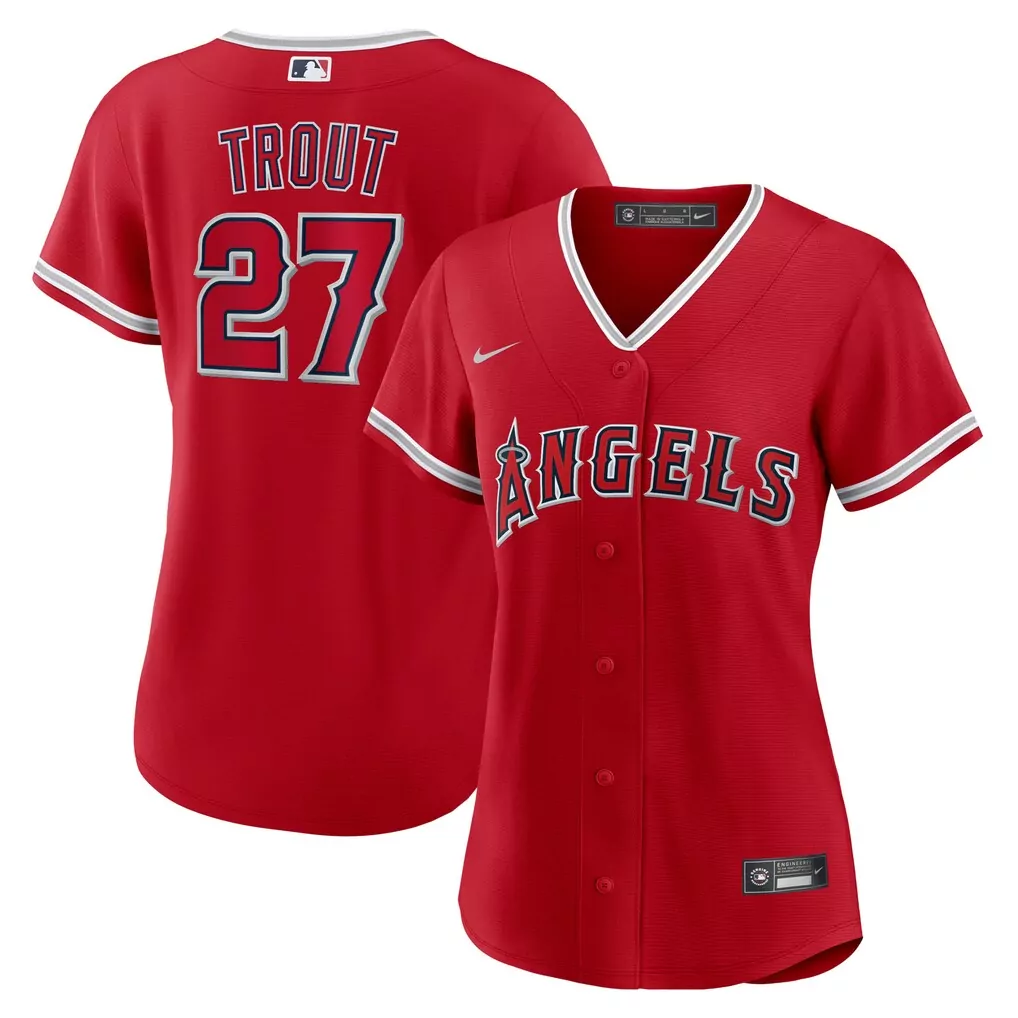 Mike Trout Los Angeles Angels Nike Women's Alternate Replica Player Jersey | Red Fan Gear for Women & Youth