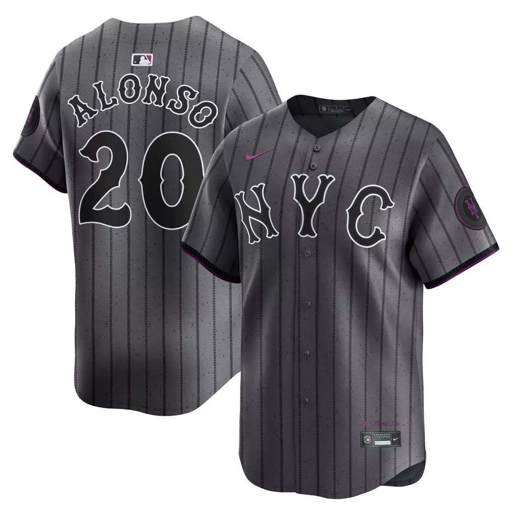 Pete Alonso New York Mets Nike 2024 City Connect Graphite Jersey | Limited Player Edition | For Men, Women & Youth