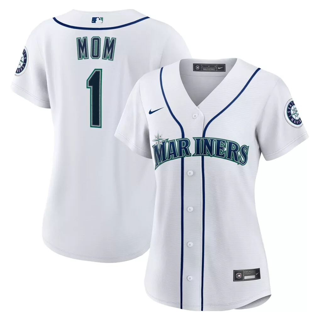 Seattle Mariners Women's 1 Mom Home Replica Jersey | White Nike Fan Gear | Perfect Gift Idea for Men, Women & Youth