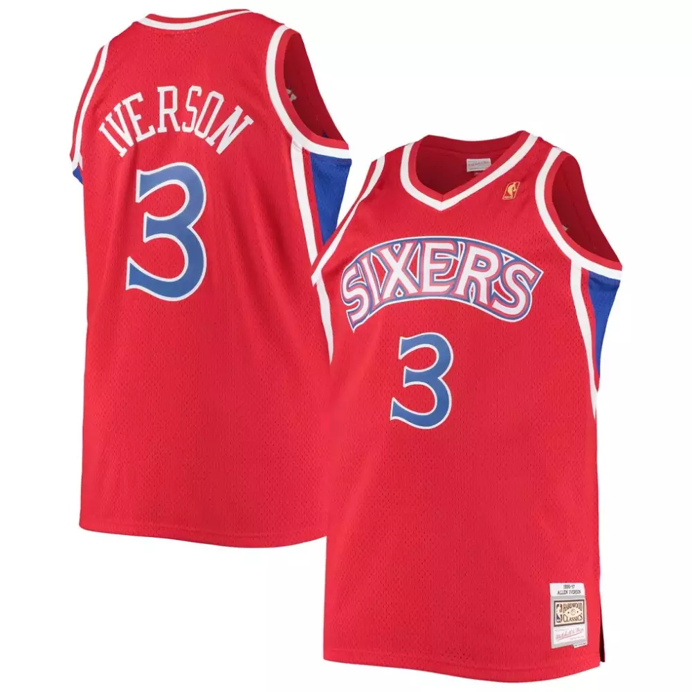 Allen Iverson Mitchell & Ness Hardwood Classics Jersey | 1996-97 Big Tall Red Philadelphia 76ers Fan Gear | For Men, Women & Youth