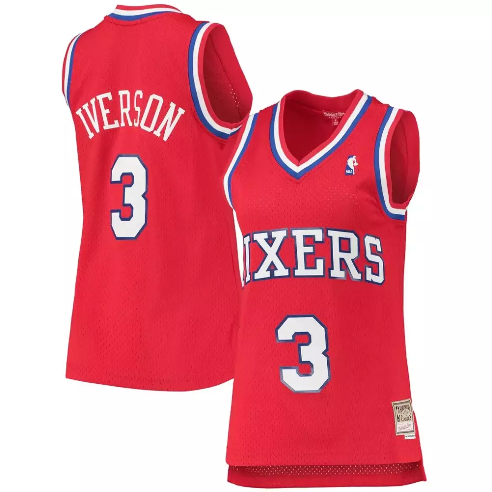 Allen Iverson Philadelphia 76ers Women's 2002-03 Hardwood Classics Jersey | Classic Red Design | Fan Gear for Women