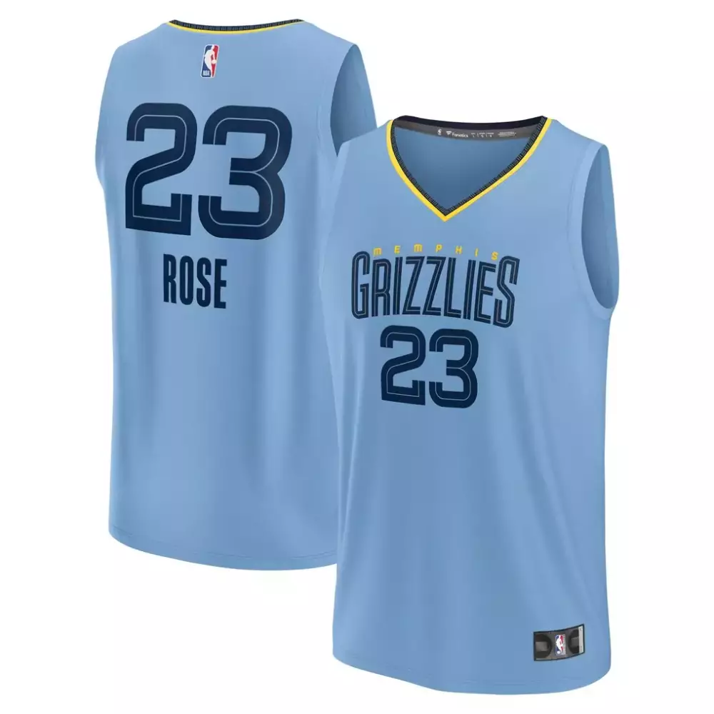 Derrick Rose Memphis Grizzlies Fast Break Jersey | Statement Edition Light Blue | Limited Edition Fan Gear | For Men, Women & Youth