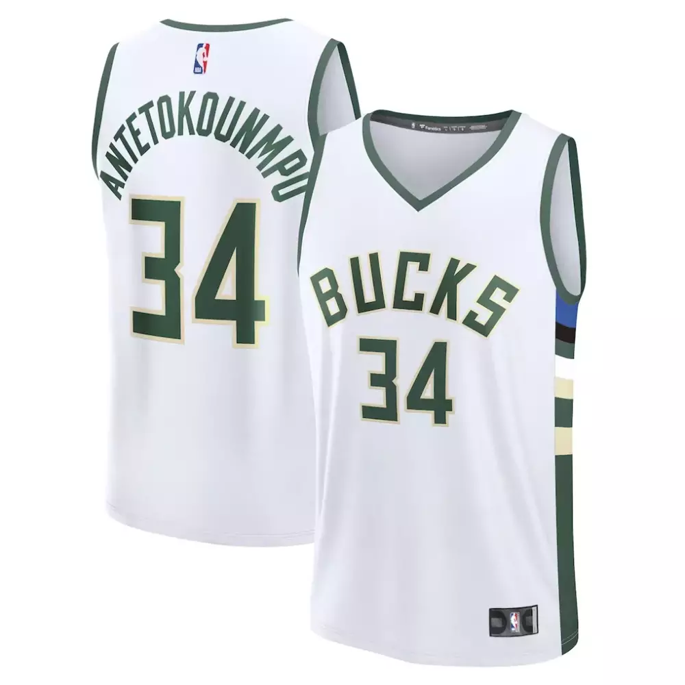 Giannis Antetokounmpo Milwaukee Bucks Fast Break Replica Player Jersey | Association Edition White | Limited Edition Fan Gear | For Men, Women & Youth