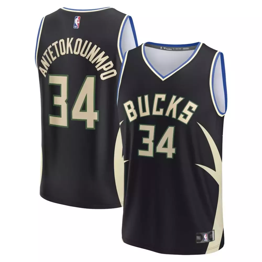 Giannis Antetokounmpo Milwaukee Bucks Fast Break Replica Player Jersey | Statement Edition Black | Limited Edition Fan Gear | For Men, Women & Youth