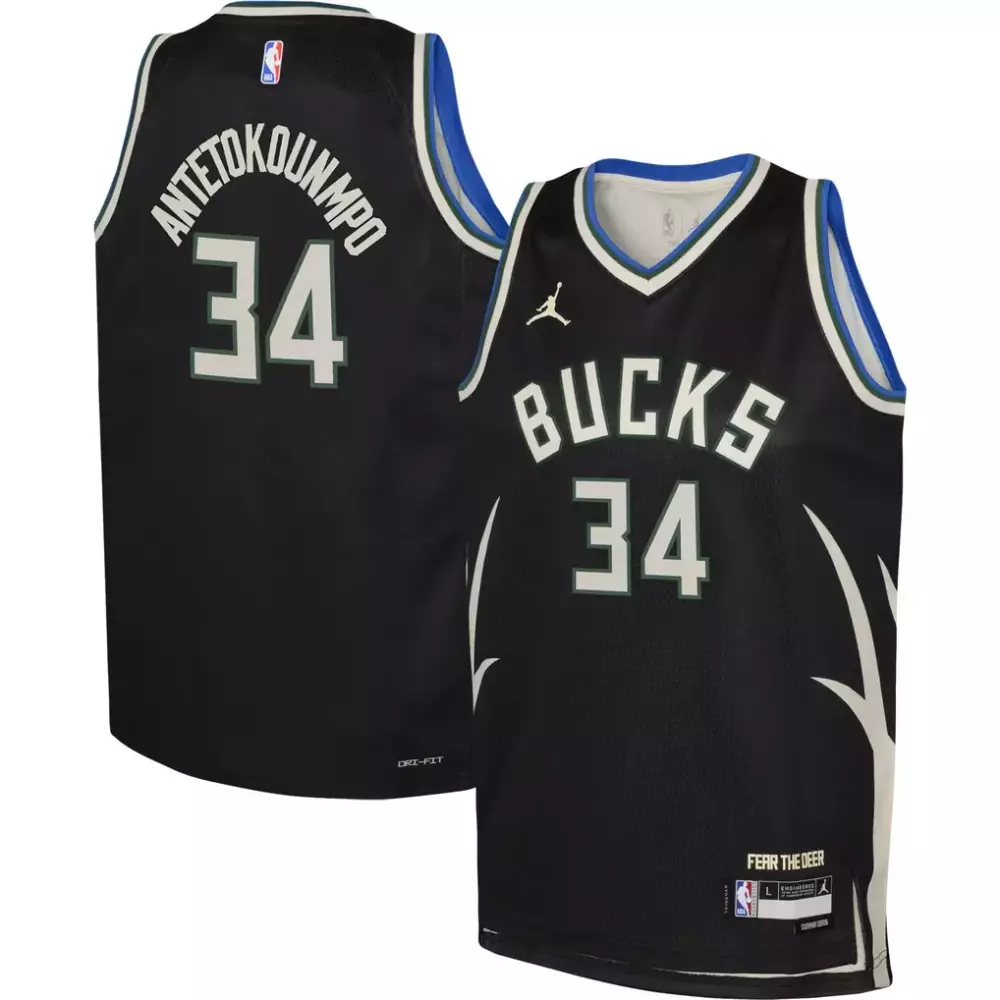 Giannis Antetokounmpo Milwaukee Bucks Jordan Brand Youth Swingman Jersey | Statement Edition Black | For Men, Women & Youth