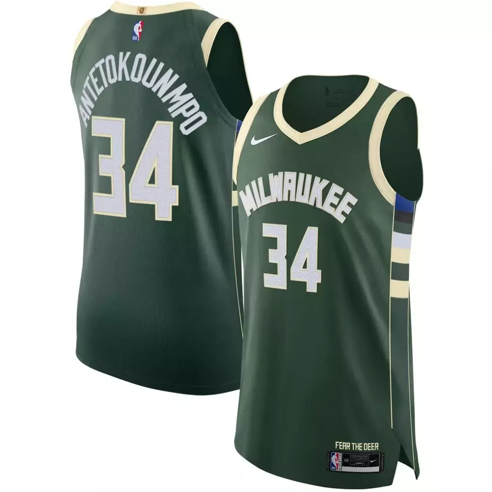 Giannis Antetokounmpo Milwaukee Bucks Nike Authentic Jersey | Icon Edition Hunter Green | Limited Edition Fan Gear for Men, Women & Youth