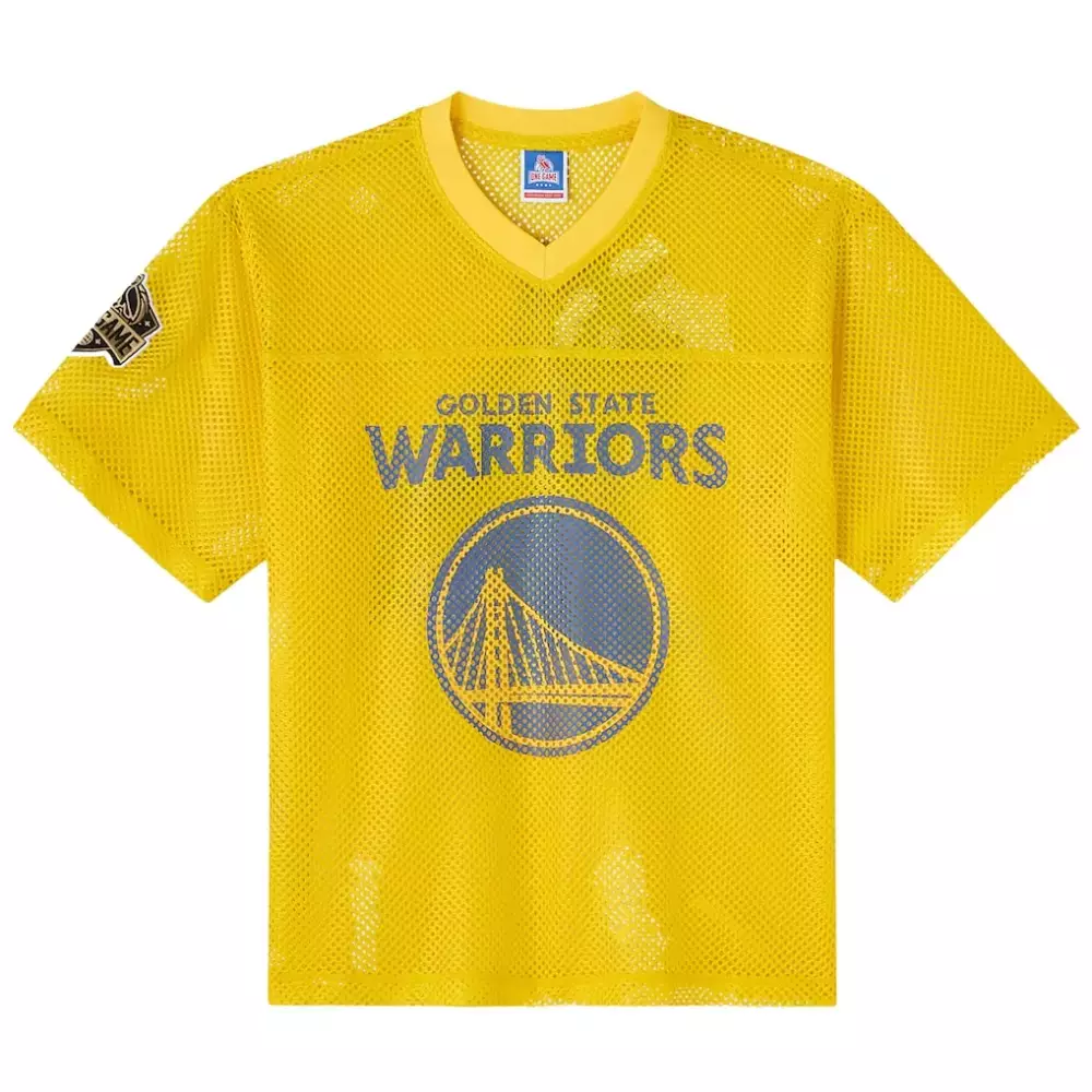 Fashion Mesh Football Jersey | Golden State Warriors OVO x NBA in Gold | Stylish Fan Gear for All | For Men, Women & Youth