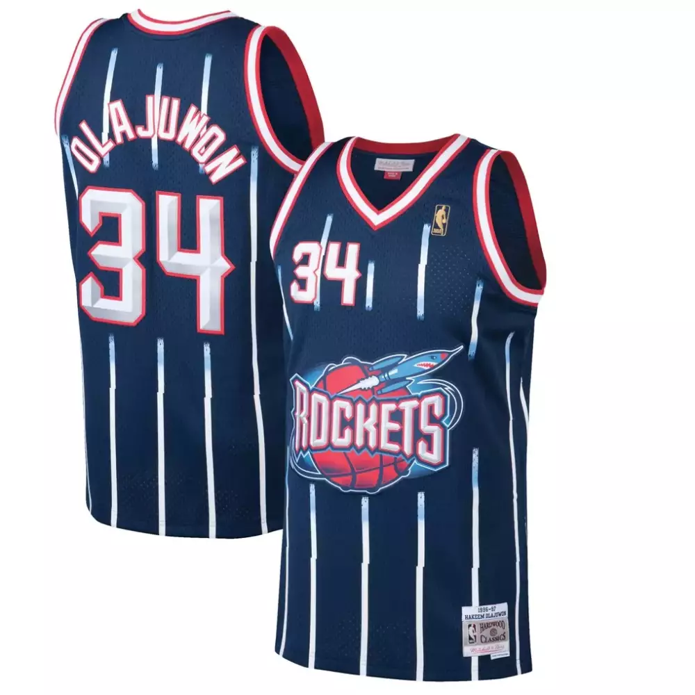 Hakeem Olajuwon Houston Rockets 1996-97 Hardwood Classics Swingman Jersey | Navy | Replica Fan Gear | For Men, Women & Youth