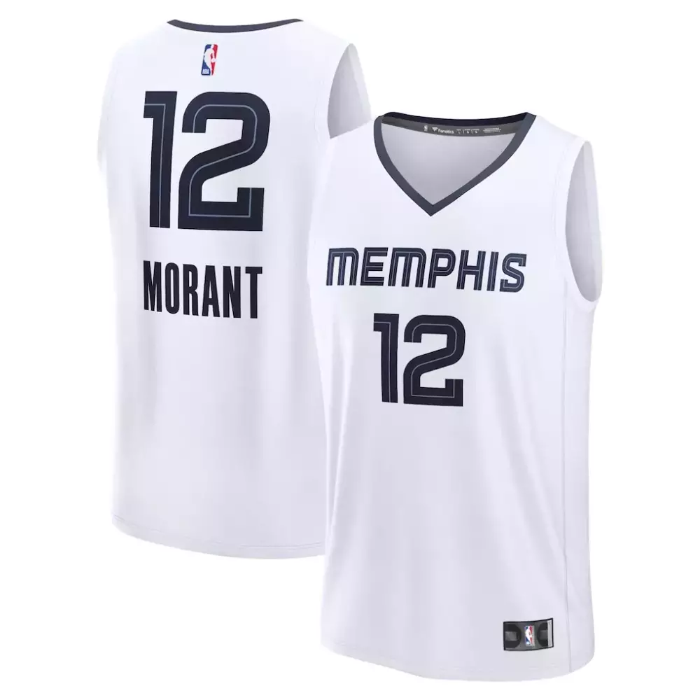 Ja Morant Memphis Grizzlies Fast Break Replica Jersey | Association Edition White | Game Day Outfit | For Men, Women & Youth