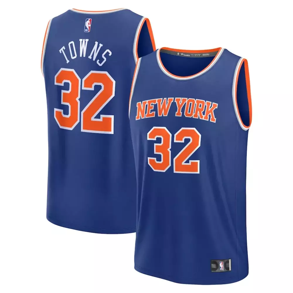 Karl Anthony Towns New York Knicks Fanatics Fast Break Replica Player Jersey | Icon Edition Blue | Perfect Gift Idea | For Men, Women & Youth