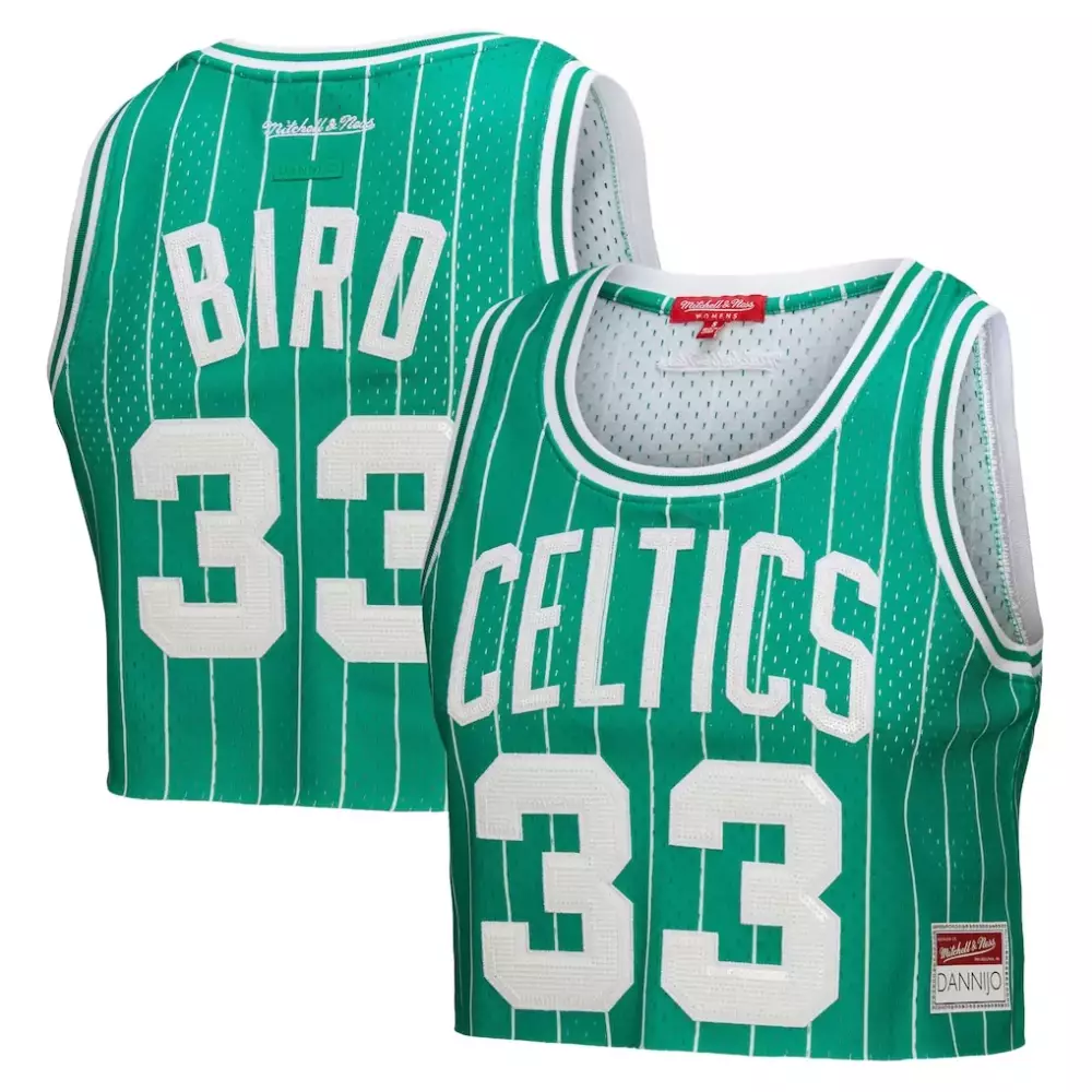 Larry Bird Boston Celtics Women's Cropped Basketball Jersey | Kelly Green | Fashion Fan Gear | For Men, Women & Youth