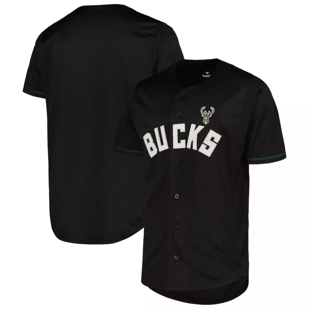 Milwaukee Bucks Fanatics Pop Baseball Jersey | Black Design | Fan Gear for Men, Women & Youth