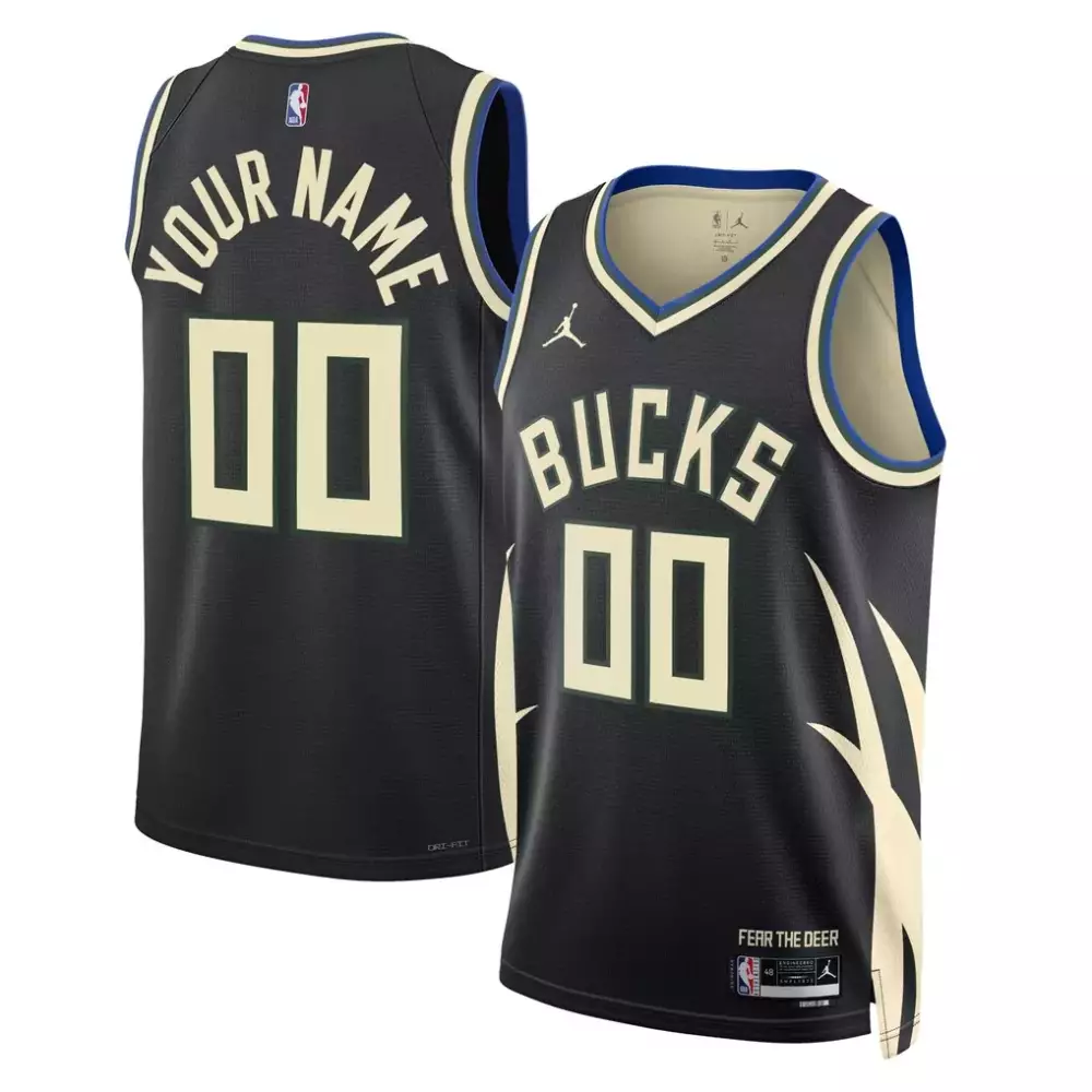 2022-23 Milwaukee Bucks Jordan Brand Unisex Swingman Custom Jersey | Statement Edition Black | For Men, Women & Youth