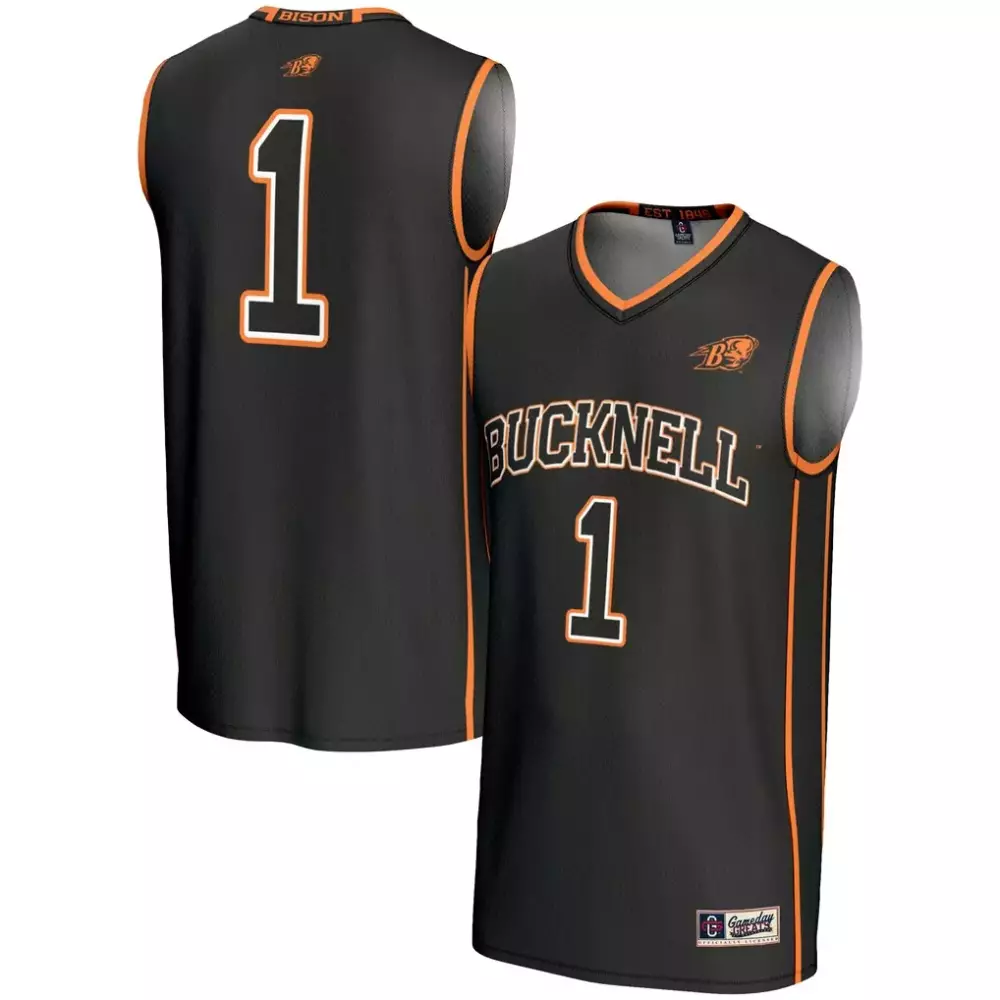 Custom Bucknell  1 Bison Gameday Greats Lightweight Basketball Fashion Jersey – Black