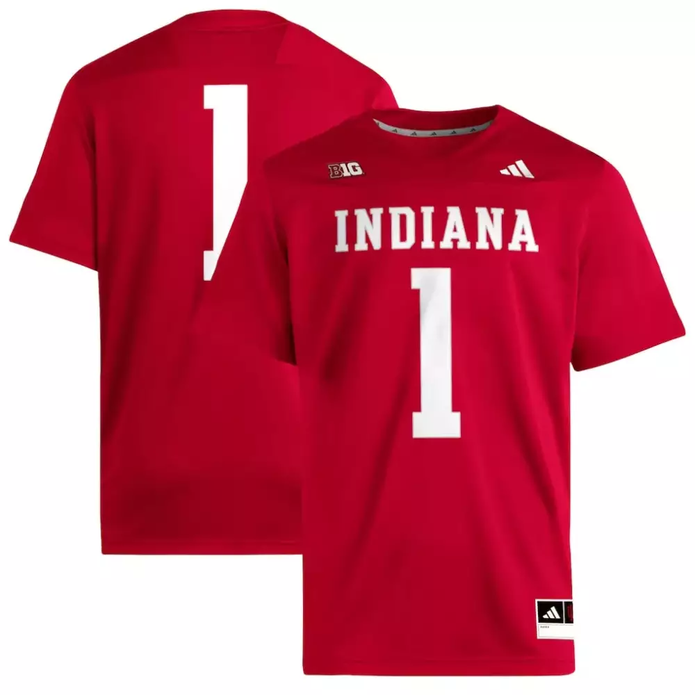 1 Indiana Hoosiers Adidas Premier Jersey | Crimson Color | Fan Gear for All | For Men, Women & Youth