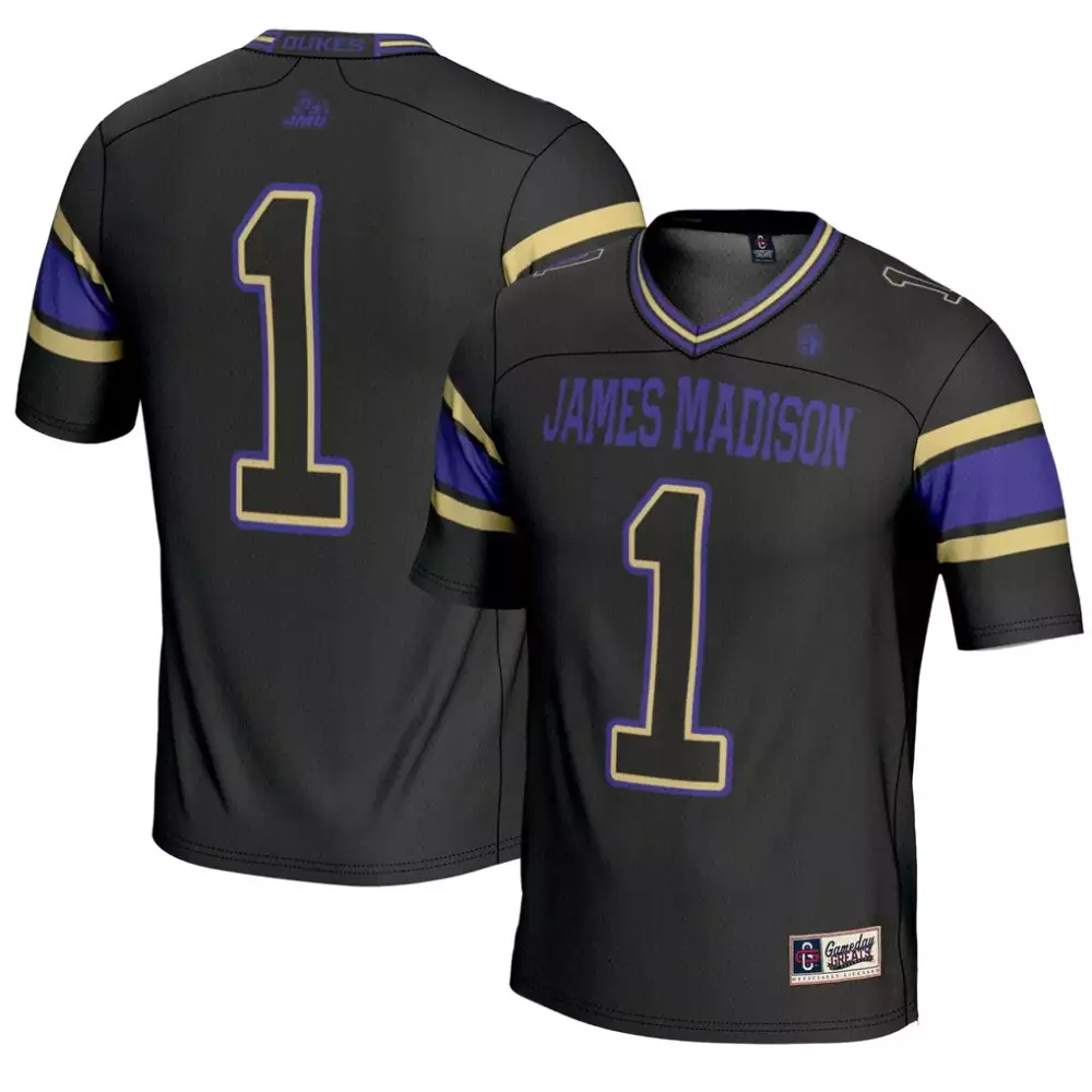 Custom James Madison Dukes  1 Gameday Greats Endzone Football Jersey – Black