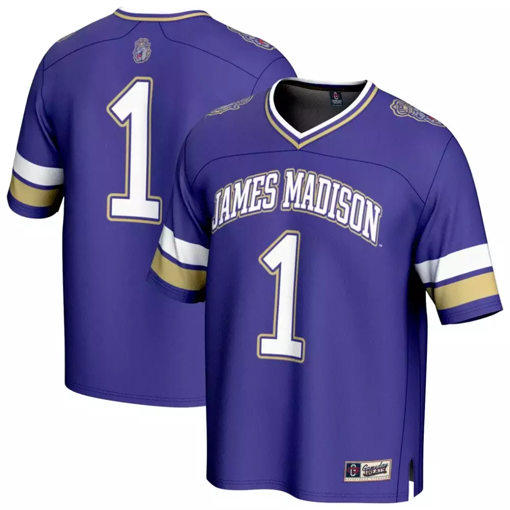 Custom James Madison  Jmu 1 Dukes Gameday Greats Lightweight Collegiate Football Fashion Jersey – Purple