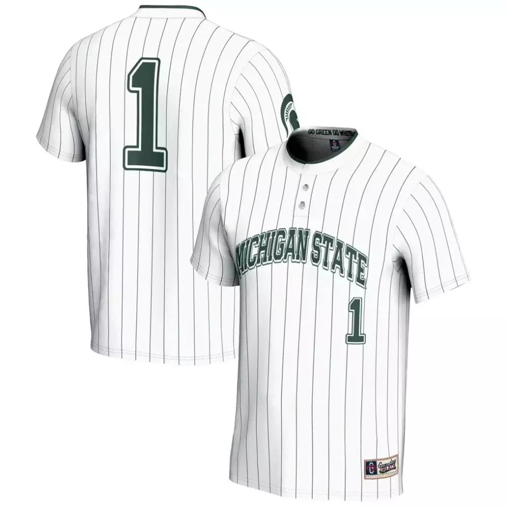 Custom Michigan State  1 Spartans Gameday Greats Lightweight Softball Baseball Jersey – White