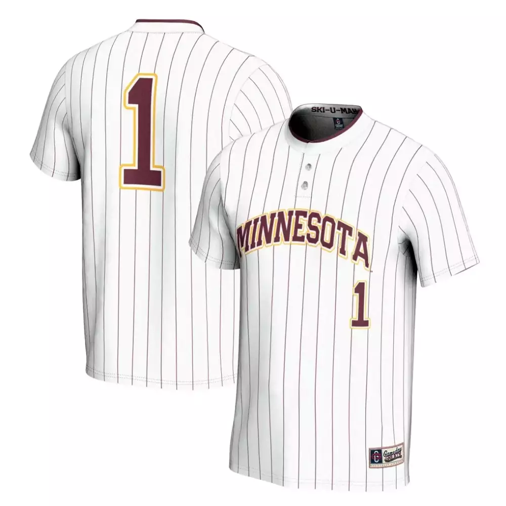 Custom Minnesota Wild  Ski-u-mah 1 Golden Gophers Gameday Greats Lightweight Softball Stitched Jersey – White