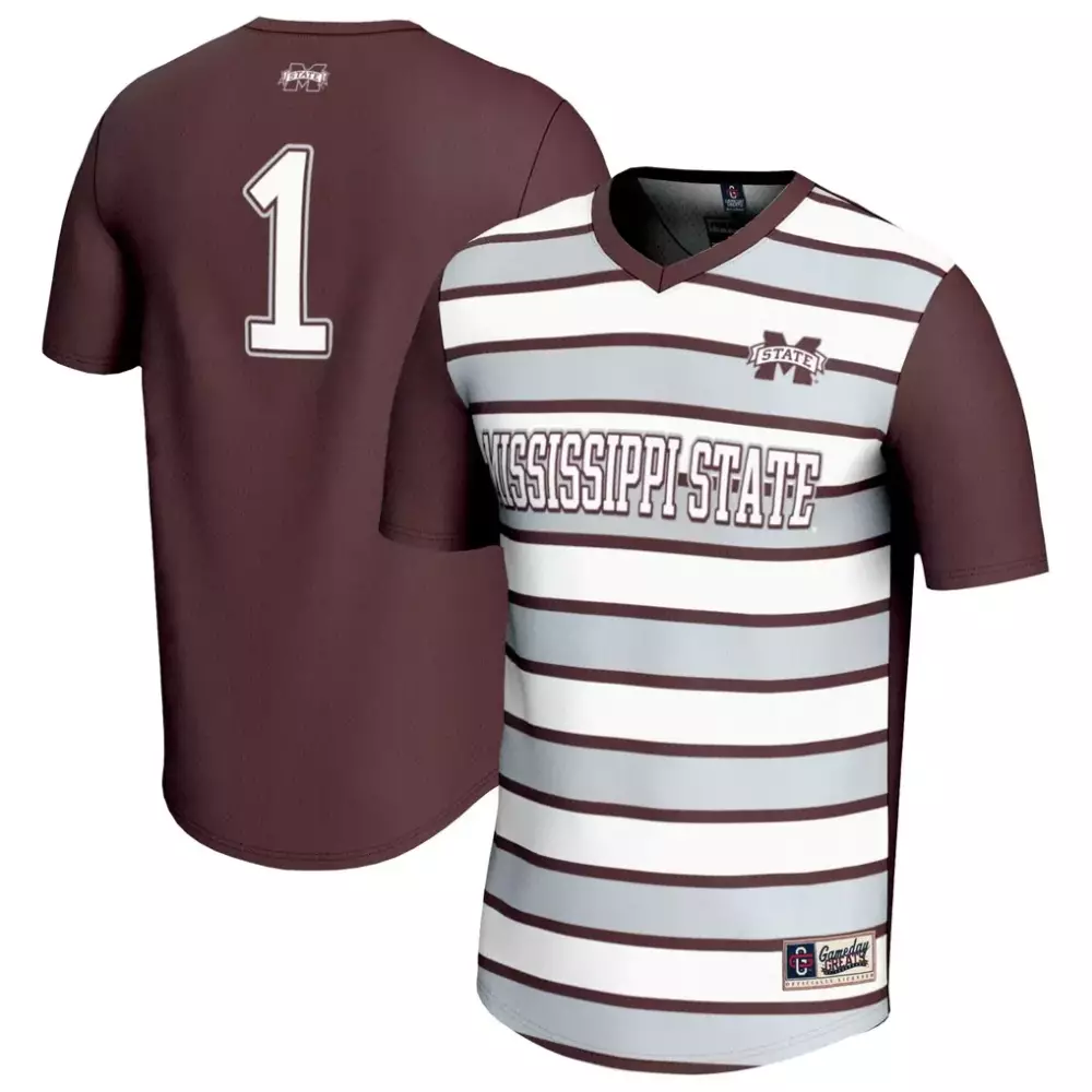 Custom Mississippi State  1 Bulldogs Gameday Greats Lightweight Soccer Fashion Replica Jersey – Maroon