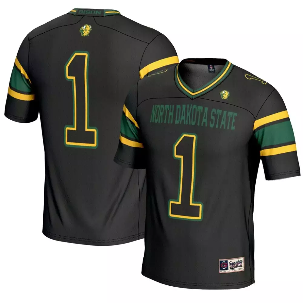 Custom North Dakota State  1 Ndsu Bison Gameday Greats Endzone Football Jersey – Black
