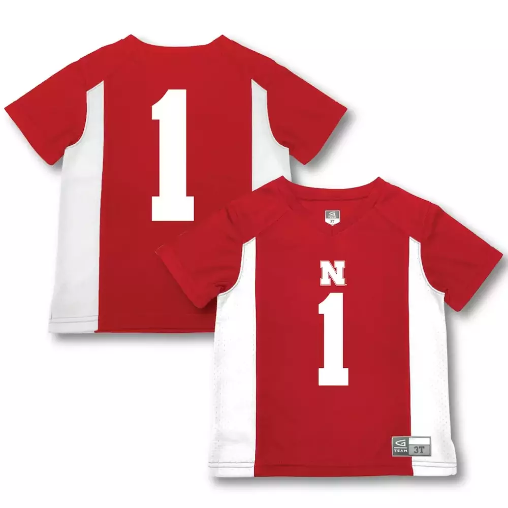 Custom Nebraska Cornhuskers  1 Huskers Garb Football Scarlet Replica Jersey – Red
