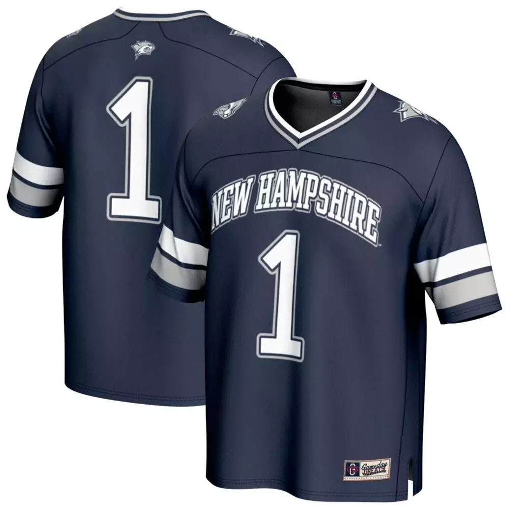 Custom New Hampshire Wildcats  NCAA 1 Gameday Greats Lightweight Collegiate Football Fashion Jersey – Navy